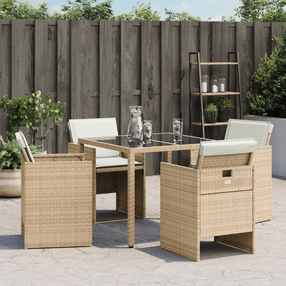 Produktbild för Trädgårdsstolar med dynor 4 st beige konstrotting