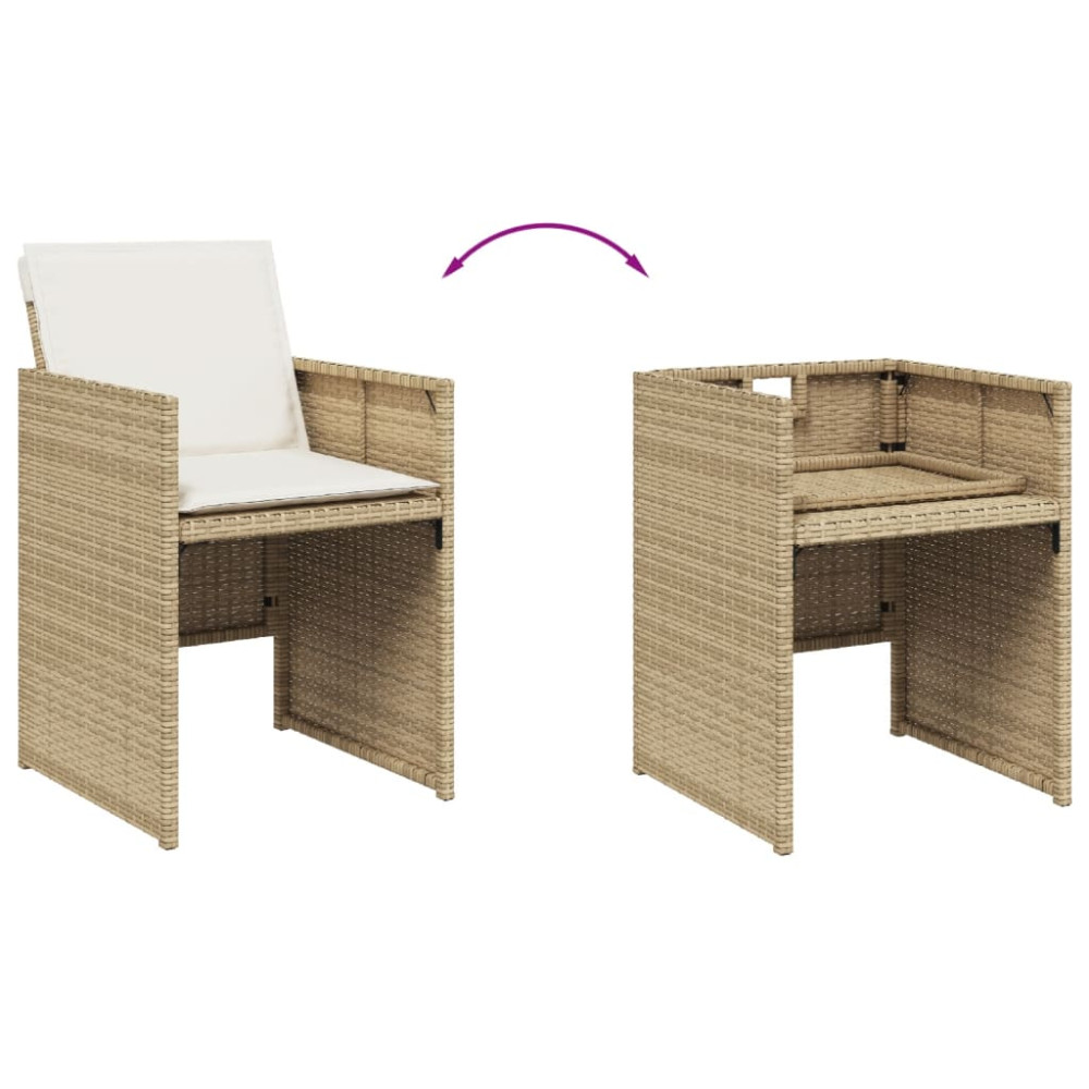 Produktbild för Trädgårdsstolar med dynor 4 st beige konstrotting