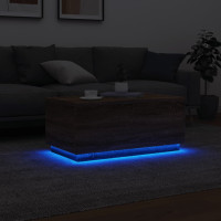 Produktbild för Soffbord med LED brun ek 90x50x40 cm