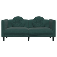 Produktbild för Soffa med kuddar 2-sits mörkgrön sammet