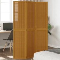 Produktbild för Rumsavdelare 3 paneler brun massivt kejsarträ