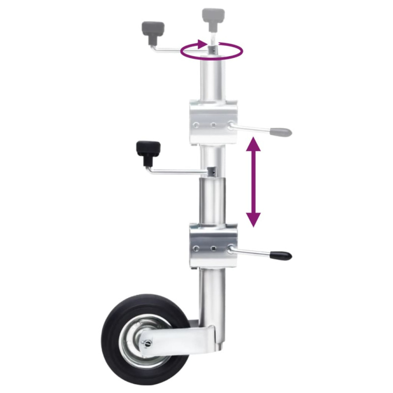 Produktbild för Hopfällbart stödhjul 60 mm med 2 stödrör och 3 delade klämmor