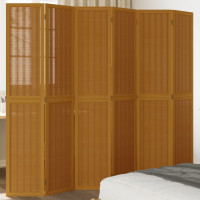 Produktbild för Rumsavdelare 6 paneler brun massivt kejsarträ