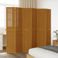 Produktbild för Rumsavdelare 6 paneler brun massivt kejsarträ