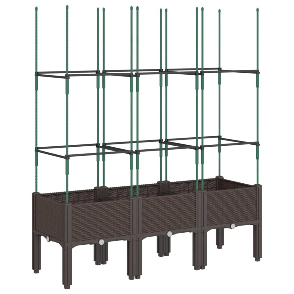 Produktbild för Odlingslåda med spaljé brun 120x40x142,5 cm PP