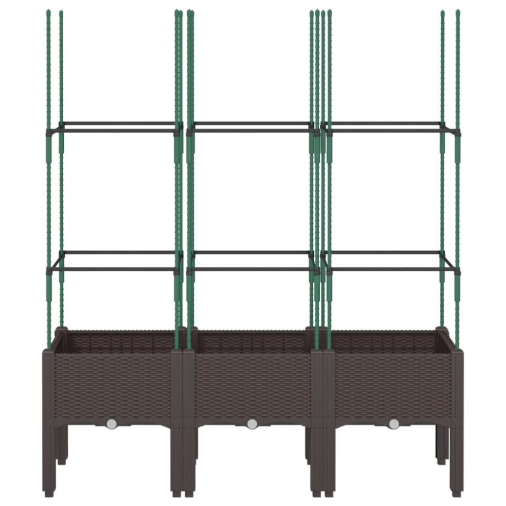 Produktbild för Odlingslåda med spaljé brun 120x40x142,5 cm PP