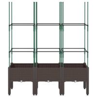 Produktbild för Odlingslåda med spaljé brun 120x40x142,5 cm PP