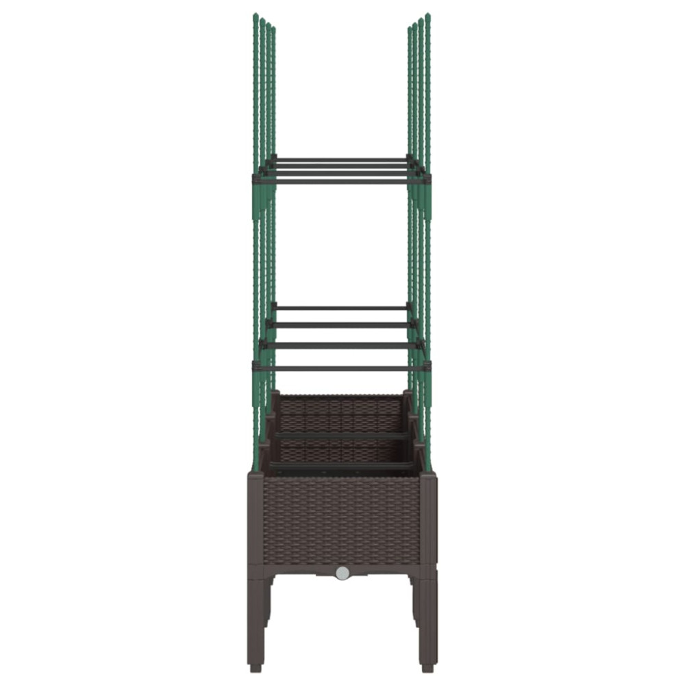 Produktbild för Odlingslåda med spaljé brun 120x40x142,5 cm PP