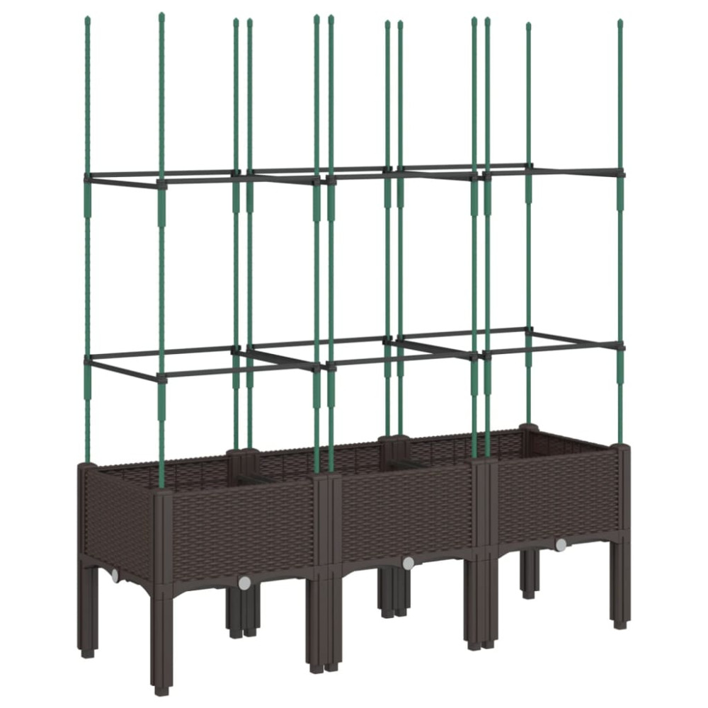 Produktbild för Odlingslåda med spaljé brun 120x40x142,5 cm PP