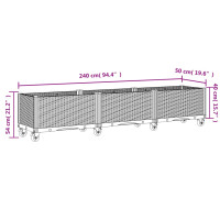 Produktbild för Odlingslåda med hjul vit 240x50x54 cm PP