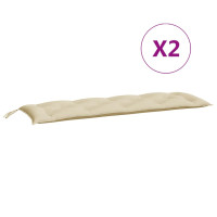 Produktbild för Bänkdynor för trädgården 2st beige 150x50x7cm oxfordtyg