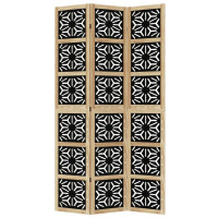 Produktbild för Rumsavdelare 3 paneler brun och svart massivt paulownia