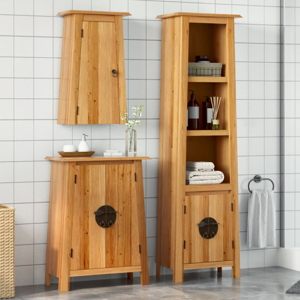 Produktbild för Badrumsmöbler 3 delar massiv furu