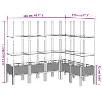 Produktbild för Odlingslåda med spaljé ljusgrå 160x120x142,5 cm PP