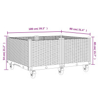 Produktbild för Odlingslåda med hjul vit 100x80x54 cm PP