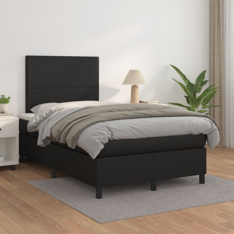 Produktbild för Ramsäng med madrass svart 120x190 cm konstläder