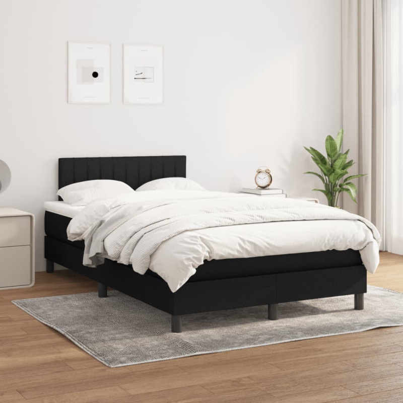 Produktbild för Ramsäng med madrass svart 120x190 cm tyg