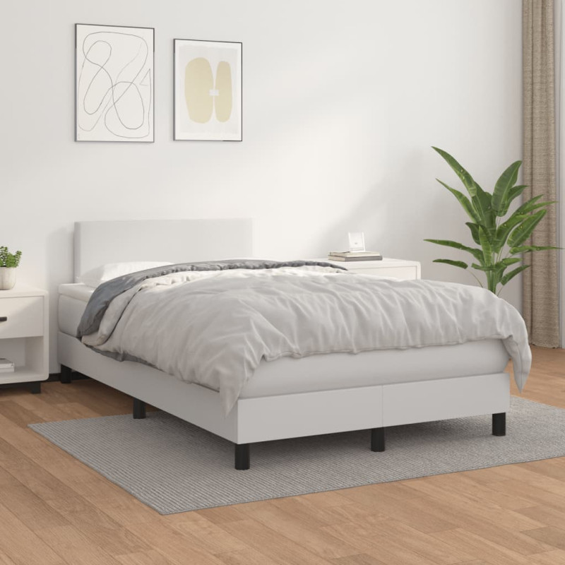 Produktbild för Ramsäng med madrass vit 120x190 cm konstläder