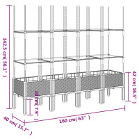 Produktbild för Odlingslåda med spaljé vit 160x40x142,5 cm PP