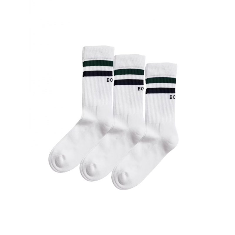 Produktbild för Borg Core Crew Socks White 41-45 3-pack