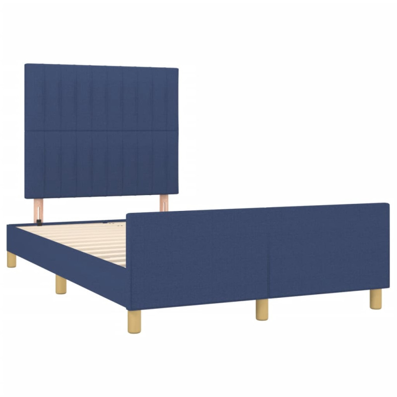 Produktbild för Sängram med huvudgavel blå 120x190 cm tyg