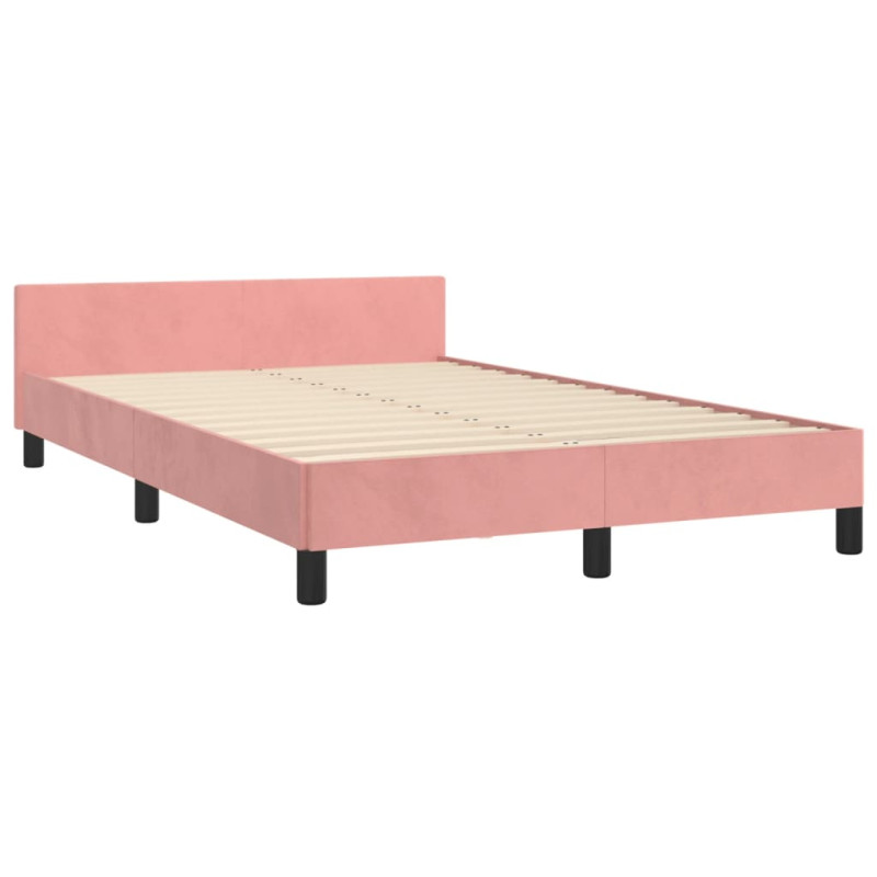 Produktbild för Sängram med huvudgavel rosa 120x190 cm sammet