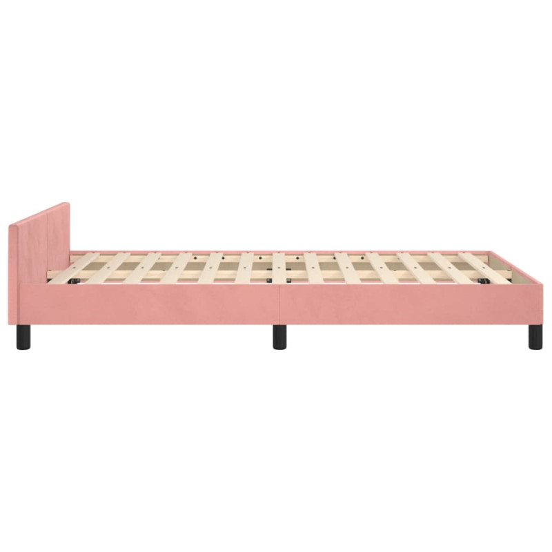Produktbild för Sängram med huvudgavel rosa 120x190 cm sammet
