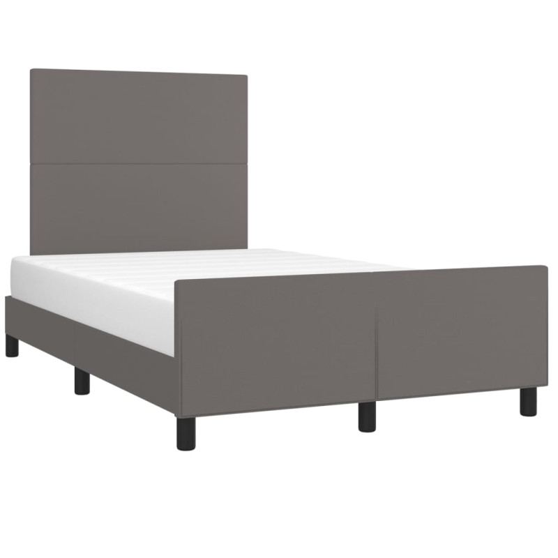 Produktbild för Sängram med huvudgavel grå 120x190 cm konstläder