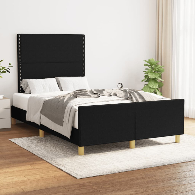 Produktbild för Sängram med huvudgavel svart 120x190 cm tyg