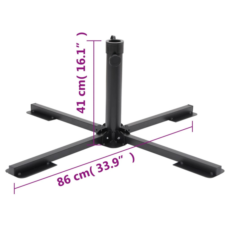 Produktbild för Parasollfot hopfällbar för Ø38/48 mm glansigt svart stål