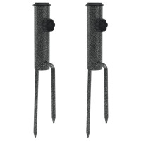 Miniatyr av produktbild för Parasollfötter med spett 2 st 9x35 cm galvaniserat stål