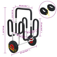Produktbild för SUP-vagn för 2 surfbrädor 90 kg aluminium