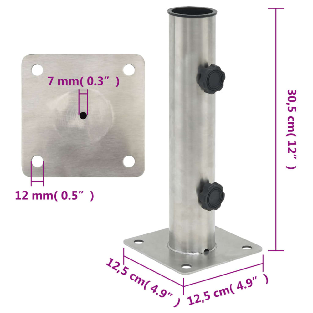 Produktbild för Parasollfot för Ø38/48 mm stolpe silver stål