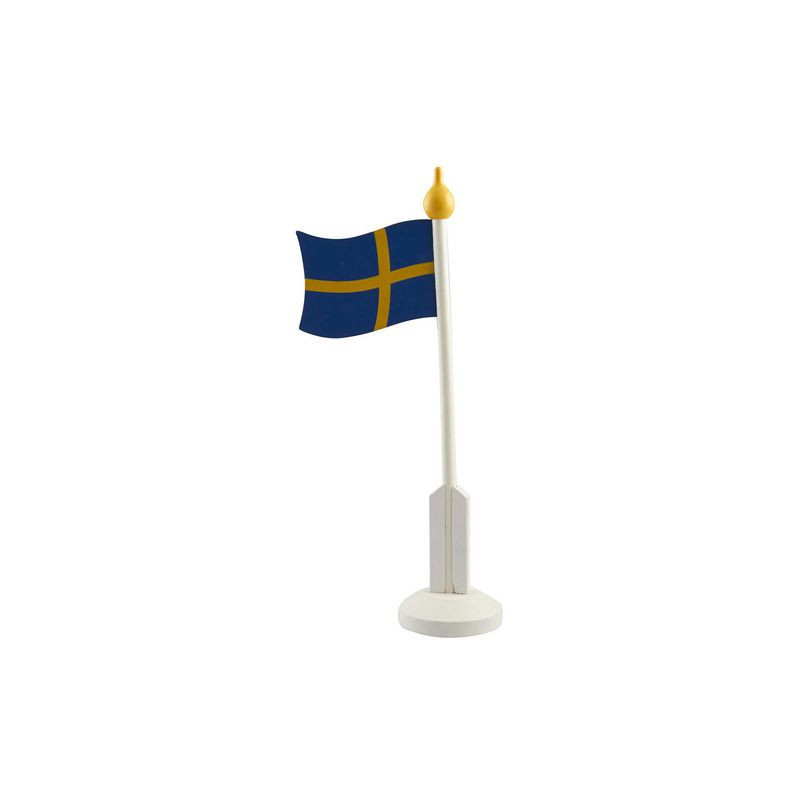 Produktbild för Bordsflagga Svenska flaggan med fot 37cm