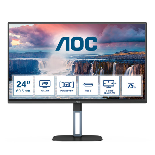 AOC AOC V5 24V5CE/BK platta pc-skärmar 60,5 cm (23.8") 1920 x 1080 pixlar Full HD LED Svart