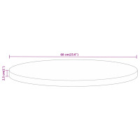 Produktbild för Bordsskiva Ø 60x2,5 cm rund massivt mangoträ