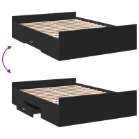 Produktbild för Sängram med lådor svart 140x190 cm konstruerat trä