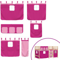 Miniatyr av produktbild för Loftsäng med rutschkana rosa 80x200 cm massiv furu