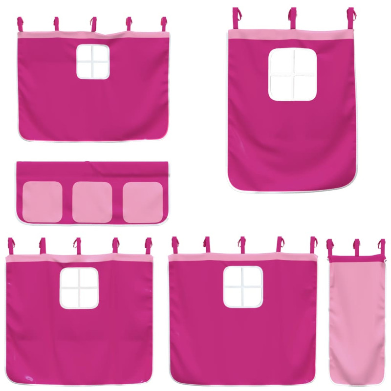 Produktbild för Loftsäng med rutschkana rosa 80x200 cm massiv furu
