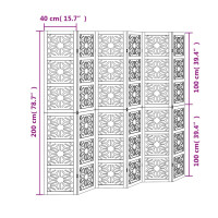 Produktbild för Rumsavdelare 6 paneler brun och svart massivt paulownia