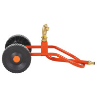 Produktbild för Sprinklersläde på hjul med roterbart huvud röd stål