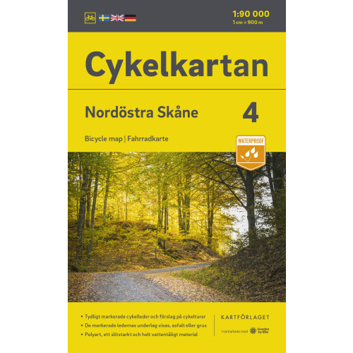 Kartförlaget Cykelkartan Blad 4 Nordöstra Skåne 2023-2025