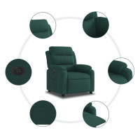 Produktbild för Elektrisk reclinerfåtölj mörkgrön sammet