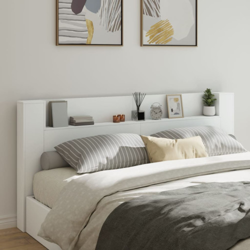 vidaXL Sänggavel med LED vit 220x16,5x103,5 cm