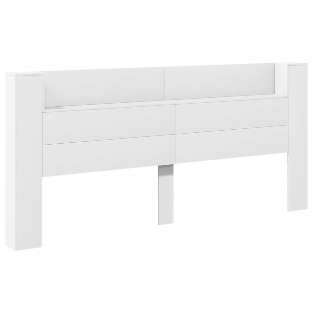 Produktbild för Sänggavel med LED vit 220x16,5x103,5 cm