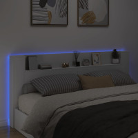 Produktbild för Sänggavel med LED vit 220x16,5x103,5 cm