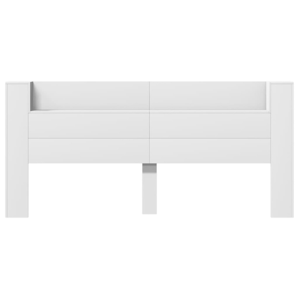 Produktbild för Sänggavel med LED vit 220x16,5x103,5 cm