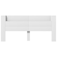 Produktbild för Sänggavel med LED vit 220x16,5x103,5 cm