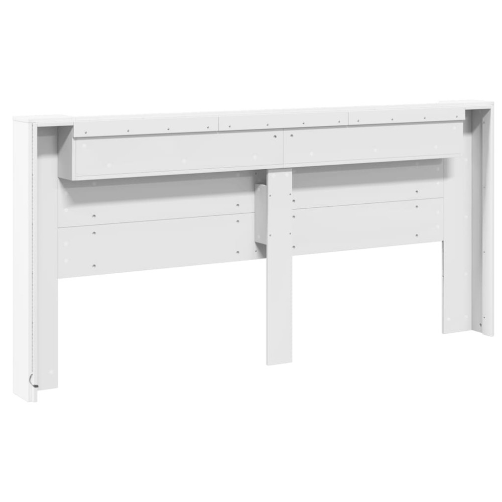 Produktbild för Sänggavel med LED vit 220x16,5x103,5 cm