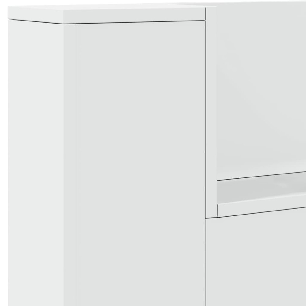 Produktbild för Sänggavel med LED vit 220x16,5x103,5 cm
